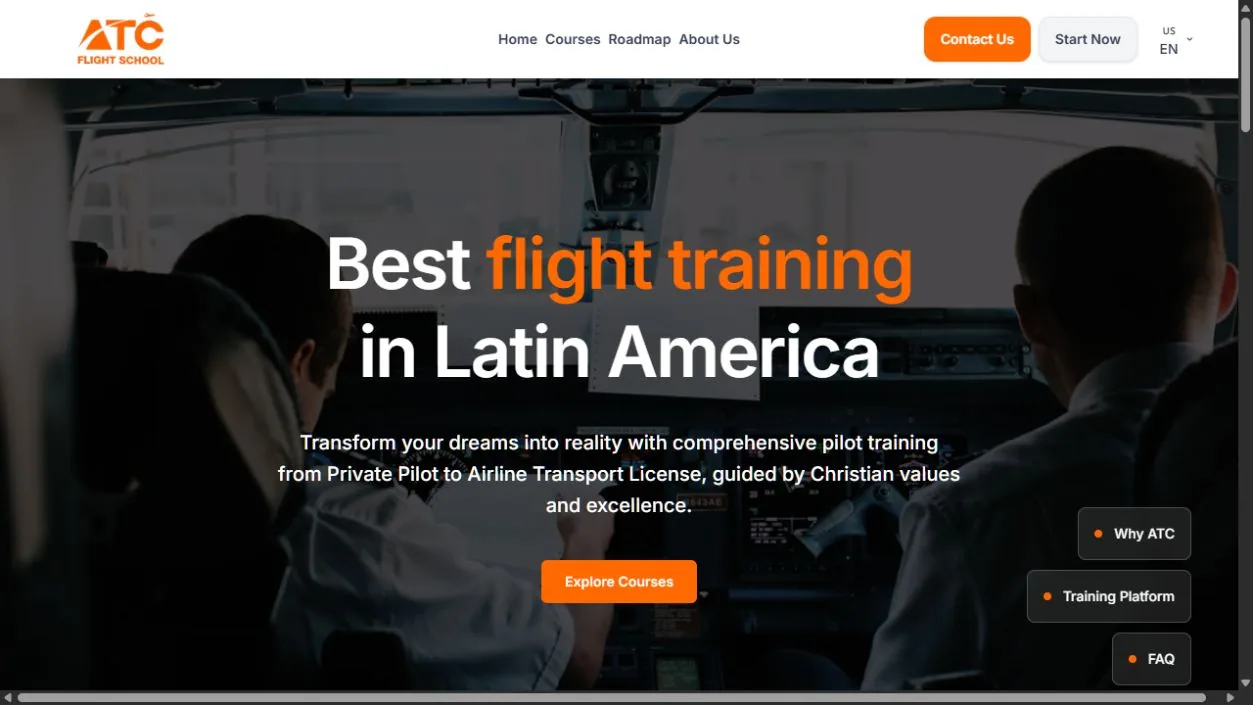 Sitio de ATC Flight School desarrollado por Ache Systems